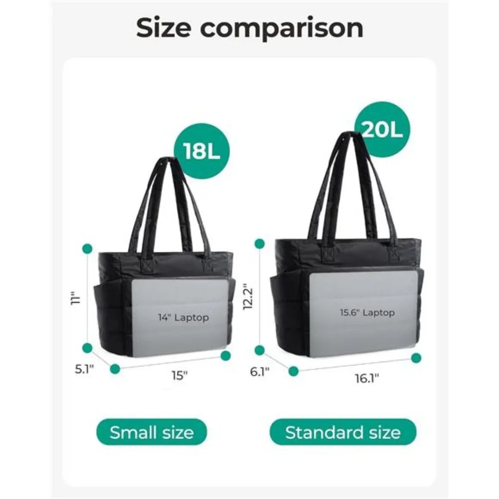 Tote Bag for Women, Lightweight Puffy Tote Bag with Compartments